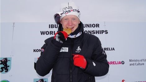 Johannes Thingnes Bø vann Vm-gull på sprinten. Foto: Ole Kristian Stoltenberg/NSSF